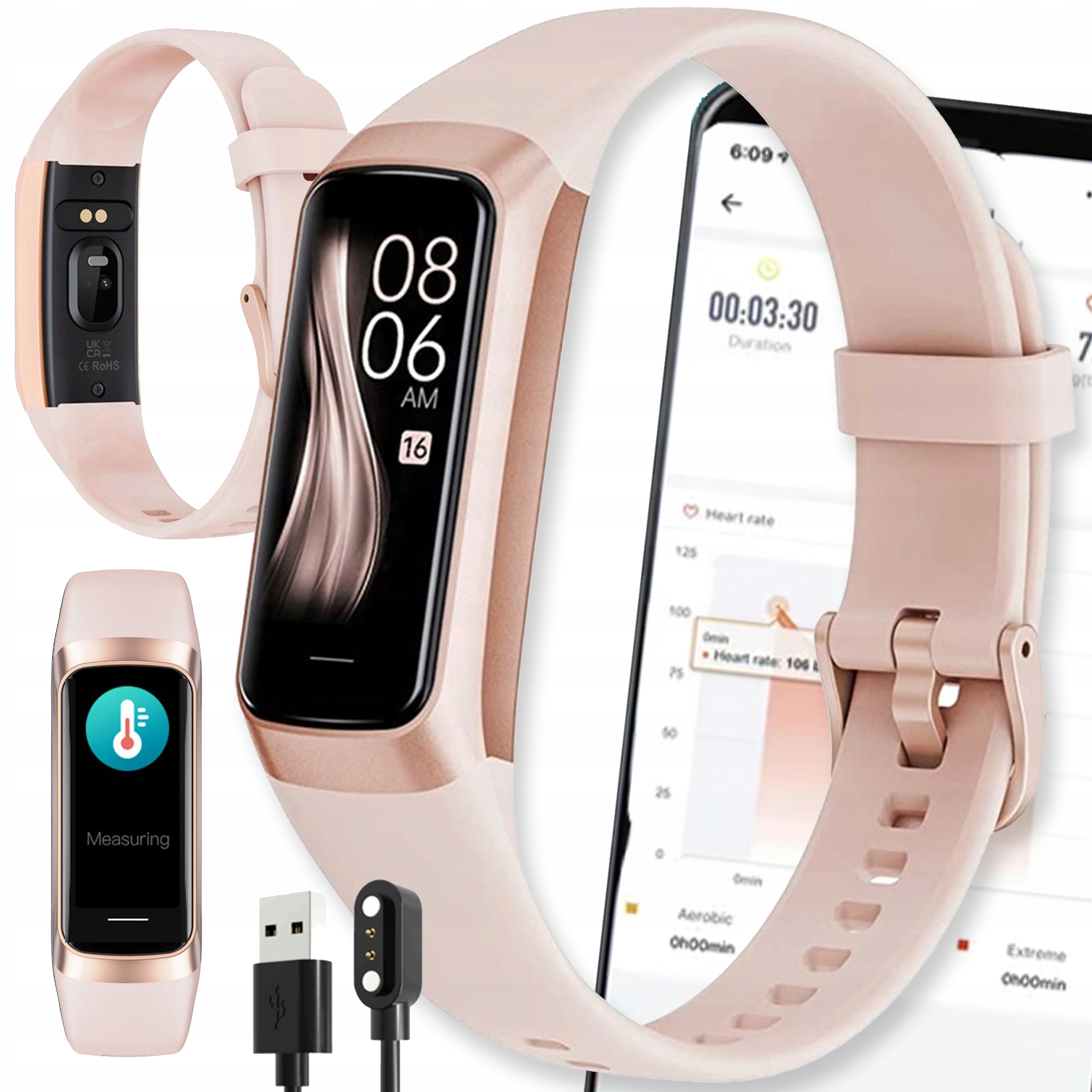 Inteligentné hodinky Active Band C60 SPORTY ELEGANT BAND AMOLED STRAP zlatý + 2 ďalšie produkty
